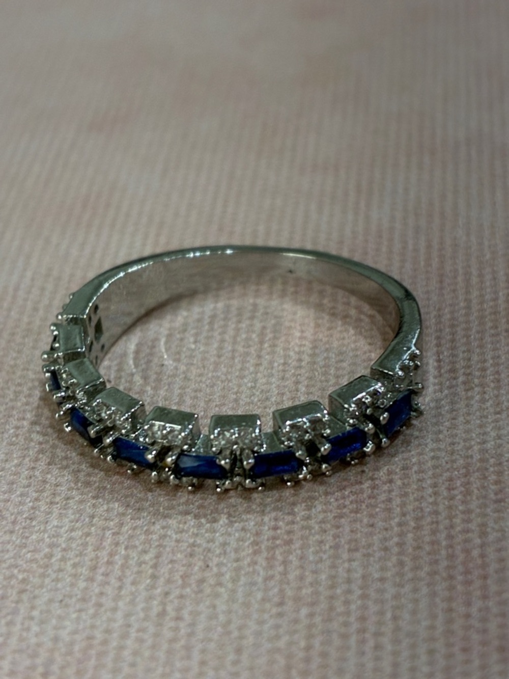 Silver Blue Sapphire Accent Women’s Band